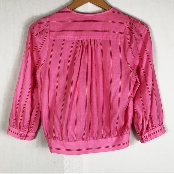 Madewell Wrap Cecilia Stripe Top | Pink Red | Size XSmall - Picture 12 of 13